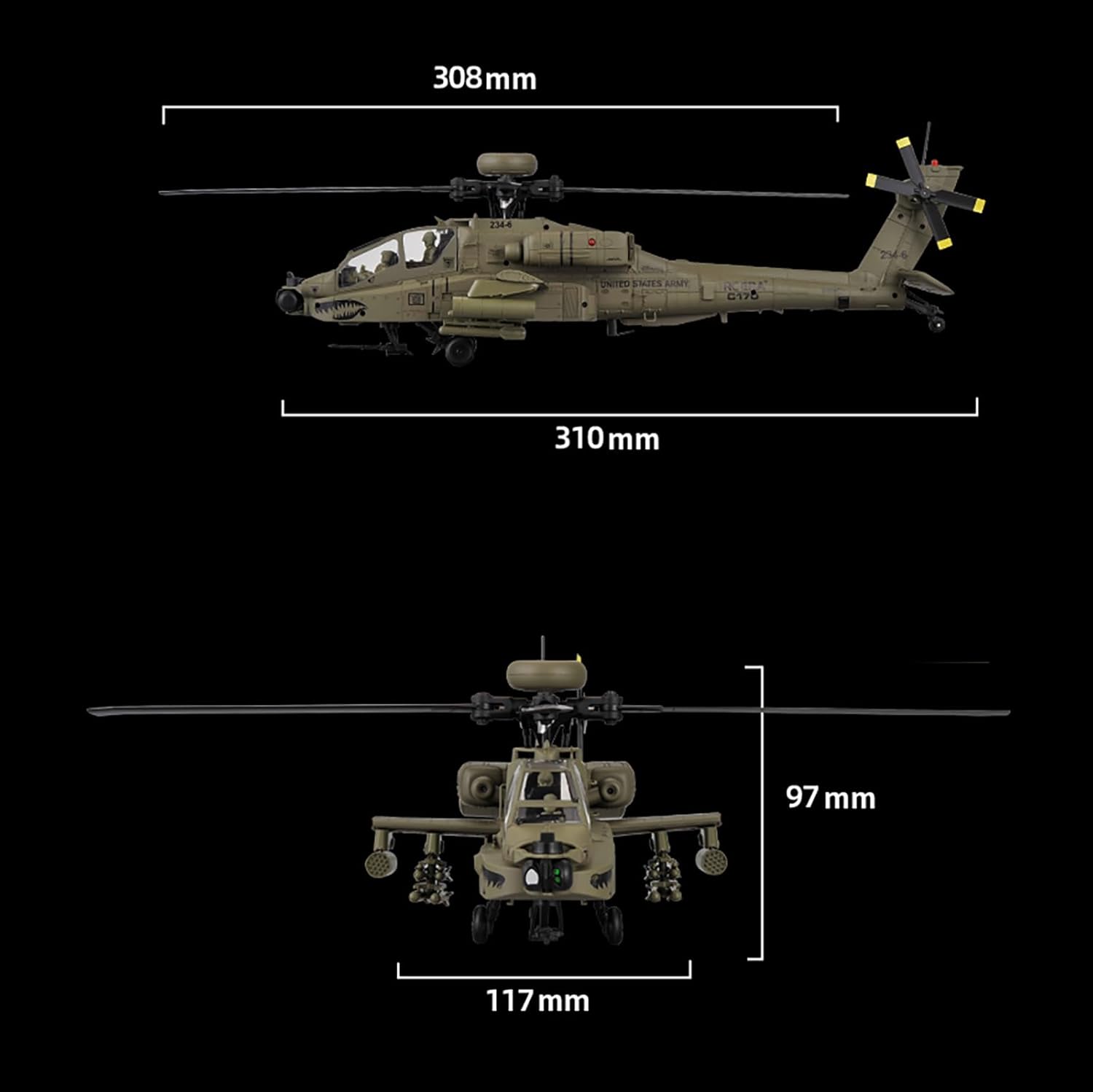 310MM 6CH C170 AH-64D Remote C - Rc Hobby Helicopter ulasan dan harga