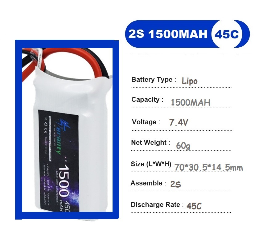 2PCS 7.4V Lipo 2S Battery 1500 - Rc Hobby Helicopter ulasan dan harga